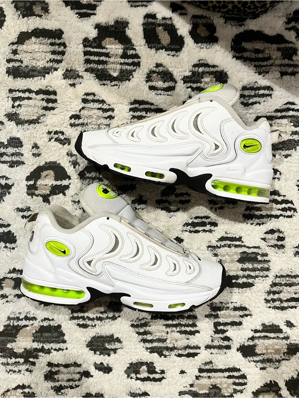 Nike White and Volt Neon Green Air Metal Max Sneakers